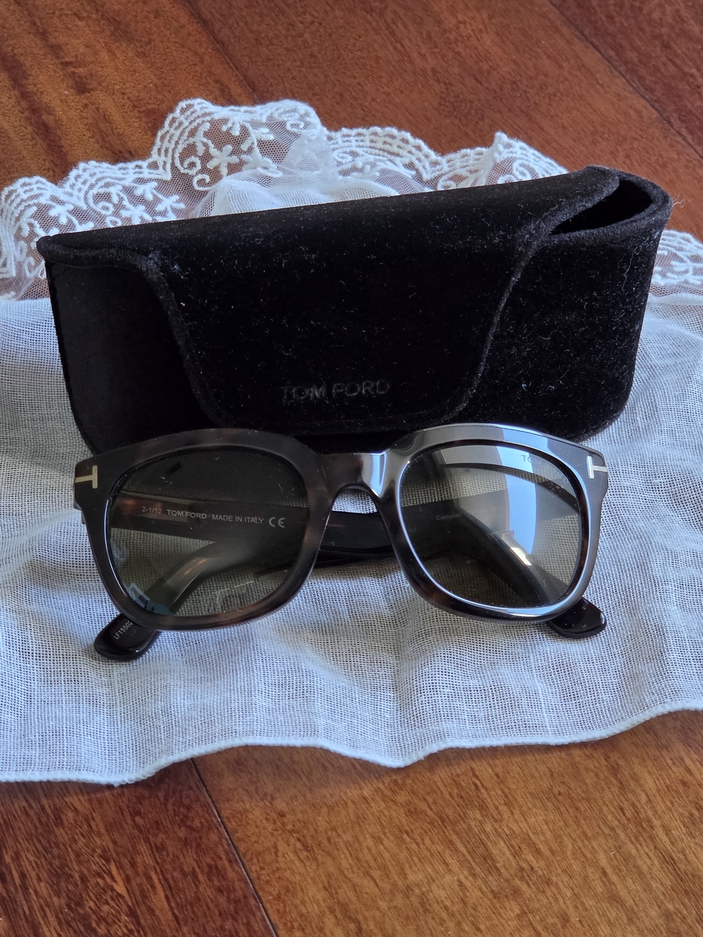 Tom Ford Black and Gray Women's Square Sunglasses with Case